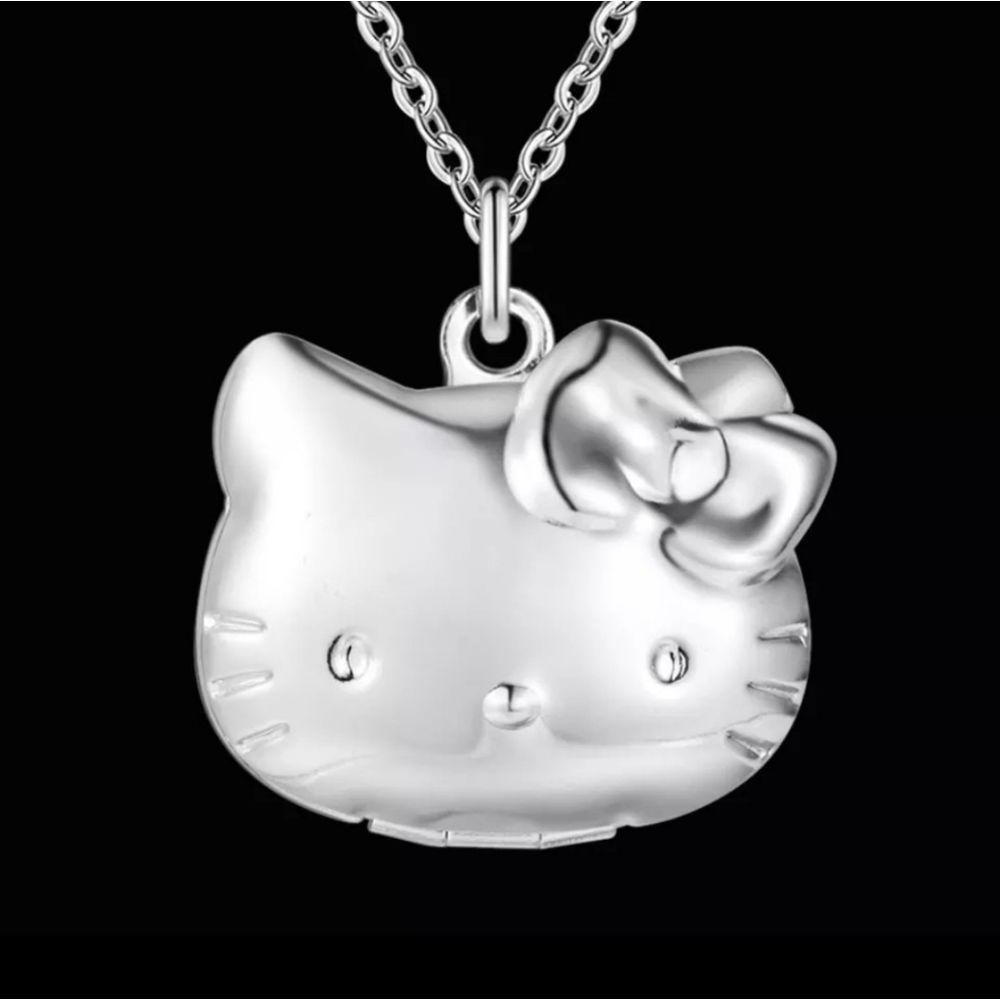 Sterling Silver Stamped 925 Hello Kitty Locket Necklace Pendant NEW! - Picture 5 of 10
